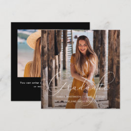 Tarjeta Pequeña Elegante guión de graduado foto negro