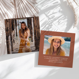 Tarjeta Pequeña Elegante guión de graduado Foto Terracotta