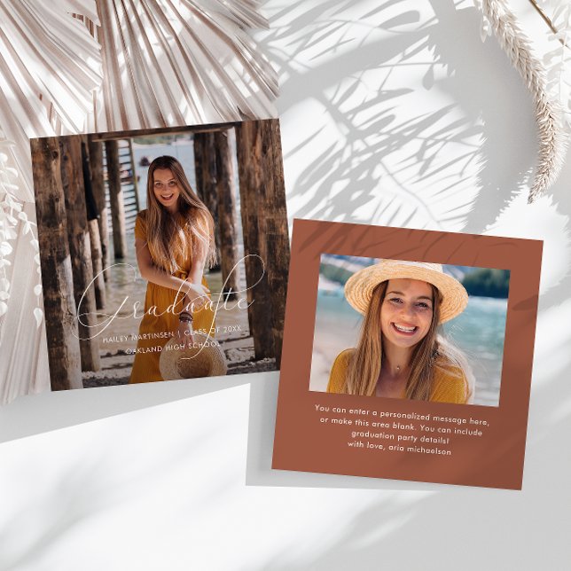 Tarjeta Pequeña Elegante guión de graduado Foto Terracotta (Subido por el creador)
