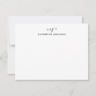 Tarjeta Pequeña Elegante guión de monograma elegante negro persona
