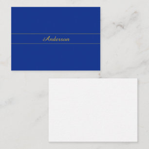 Tarjeta Pequeña Elegante guión dorado sobre fondo azul marino