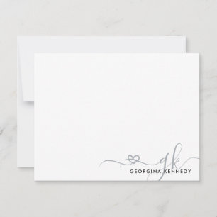 Tarjeta Pequeña Elegante guión elegante del corazón 2 Monograma in