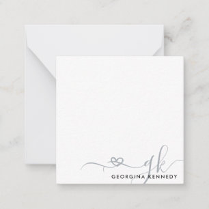 Tarjeta Pequeña Elegante guión elegante del corazón 2 Monograma in