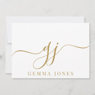 Tarjeta Pequeña Elegante guión elegante Monograma de oro inicial