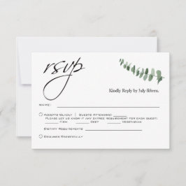 Tarjeta Pequeña Elegante Guión Eucalyptus Código QR Boda rsvp