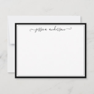 Tarjeta Pequeña Elegante guión moderno de gris negro