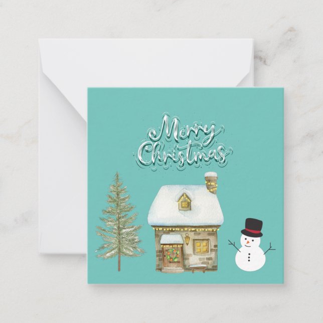 Tarjeta Pequeña Elegante guión moderno gráfico invierno muñeco de  (Anverso)