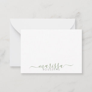 Tarjeta Pequeña Elegante guión moderno Nombre del Monograma Verde