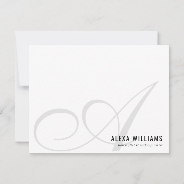Tarjeta Pequeña Elegante Guión Monograma Inicial Simple Negocios (Anverso)