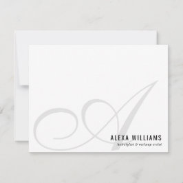 Tarjeta Pequeña Elegante Guión Monograma Inicial Simple Negocios