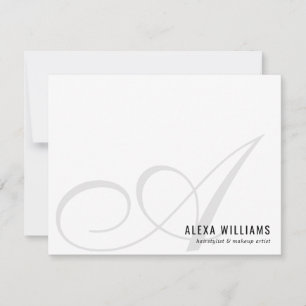 Tarjeta Pequeña Elegante Guión Monograma Inicial Simple Negocios