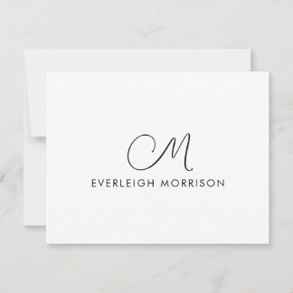 Tarjeta Pequeña Elegante guión Monograma Moderna Stationery