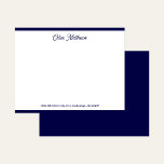 Tarjeta Pequeña Elegante guion papel de carta borde azul marino<br><div class="desc">Esta tarjeta de nota de borde azul marino presenta su nombre en escritura y dirección en una fuente serif en la parte delantera con un dorso azul marino sólido coincidente. Ideal para notas personales,  tarjetas de agradecimiento o correspondencia con clientes.</div>