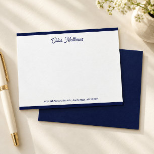Tarjeta Pequeña Elegante guion papel de carta borde azul marino
