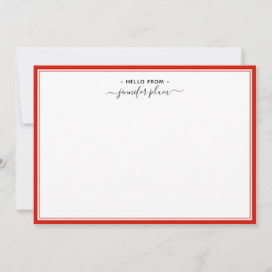 Tarjeta Pequeña Elegante Guión Rojo Candy 'Hello From'