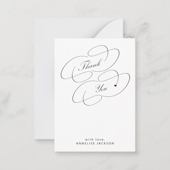 Tarjeta Pequeña Elegante guión simple de caligrafía gracias (Anverso)