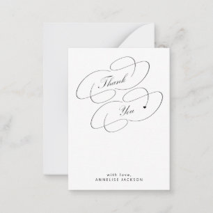 Tarjeta Pequeña Elegante guión simple de caligrafía gracias