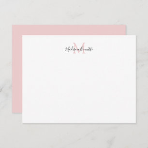 Tarjeta Pequeña Elegante guión simple Monograma Rubor de oro rosa