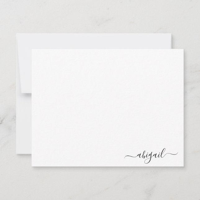 Tarjeta Pequeña Elegante guión simple personalizado blanco (Anverso)