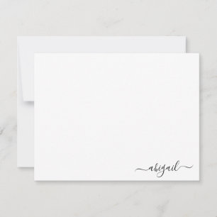 Tarjeta Pequeña Elegante guión simple personalizado blanco