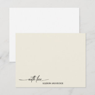 Tarjeta Pequeña Elegante guión vainilla con amor gracias