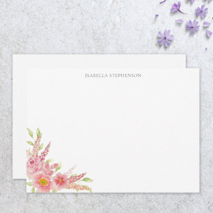 Tarjeta Pequeña Elegante hermoso acuarela floral rosa personalizad