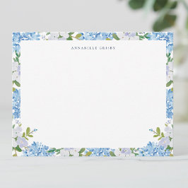 Tarjeta Pequeña Elegante Hortensia Acuarela Azul Personalizada