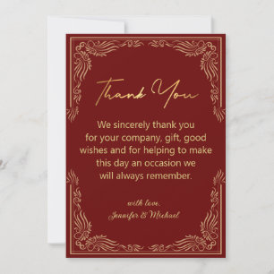 Tarjeta Pequeña elegante indio oro rojo gracias boda
