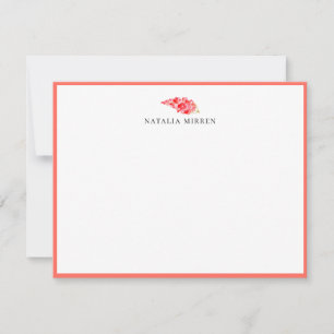 Tarjeta Pequeña Elegante Isla Floral Coral Stem