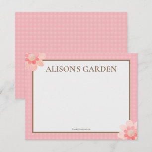 Tarjeta Pequeña Elegante Jardín Acuático Rosa Gingham
