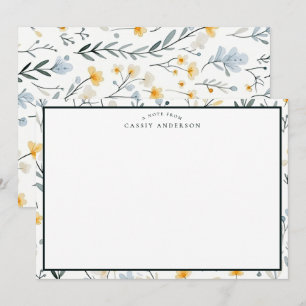Tarjeta Pequeña Elegante Jardín personalizado Flor de flores silve