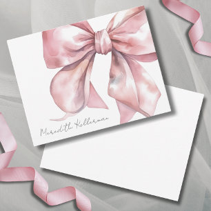 Tarjeta Pequeña Elegante Lazo Rosa Personalizado de Agradecimiento