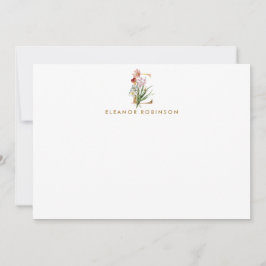 Tarjeta Pequeña Elegante Letra floral Gold Monograma E Personaliza