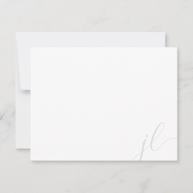 Tarjeta Pequeña Elegante letra script de dos iniciales gris claro (Anverso)