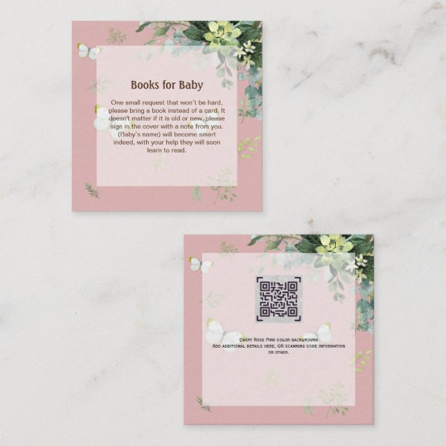 Tarjeta Pequeña Elegante libro de vegetación pide poesía niños o C (Anverso / Reverso)