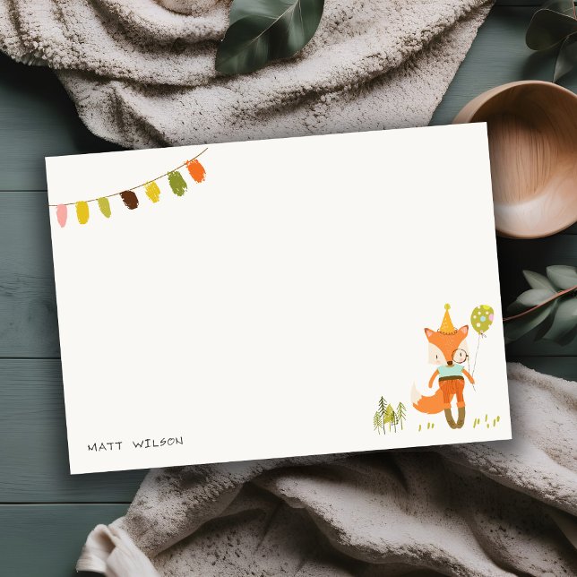 Tarjeta Pequeña Elegante lindo Woodland Fiesta Fox Kids Cumpleaños (Subido por el creador)