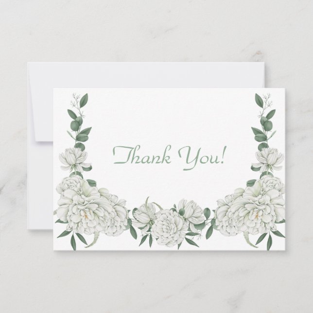 Tarjeta Pequeña Elegante Llanto de Flores Blancas (Anverso)