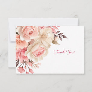 Tarjeta Pequeña Elegante Llanura de flores rosadas