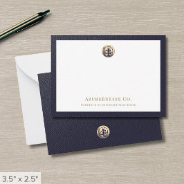 Tarjeta Pequeña Elegante logotipo de oro azul de la Marina