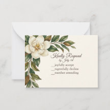 Elegante Magnolia Marfil RSVP de Boda