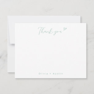 Tarjeta Pequeña Elegante Mano Verde Claro Dibujado Bow Gracias