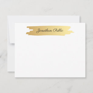 Tarjeta Pequeña Elegante manuscrito manuscrito Gold White Template