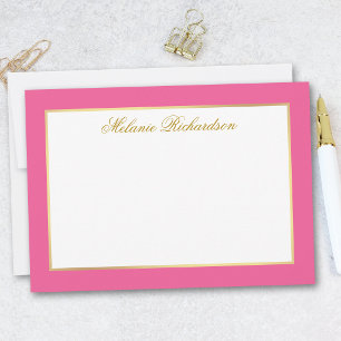 Tarjeta Pequeña Elegante Marco de Oro Rosa Caliente - Elija Tamaño