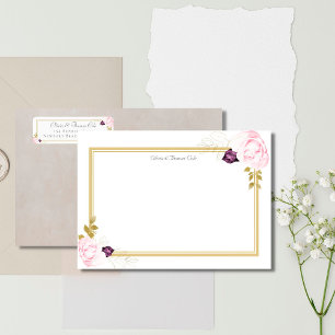 Tarjeta Pequeña Elegante marco dorado clásico Rústico Boda Pareja