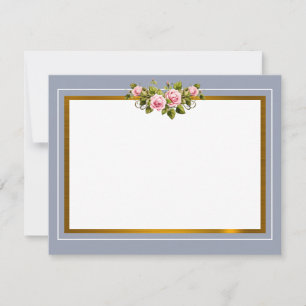 Tarjeta Pequeña Elegante marco dorado floral de lavanda y rosa