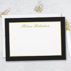 Tarjeta Pequeña Elegante marco dorado negro y blanco