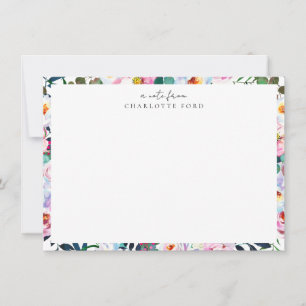 Tarjeta Pequeña Elegante marco floral blanco rosado Rubor Botánico