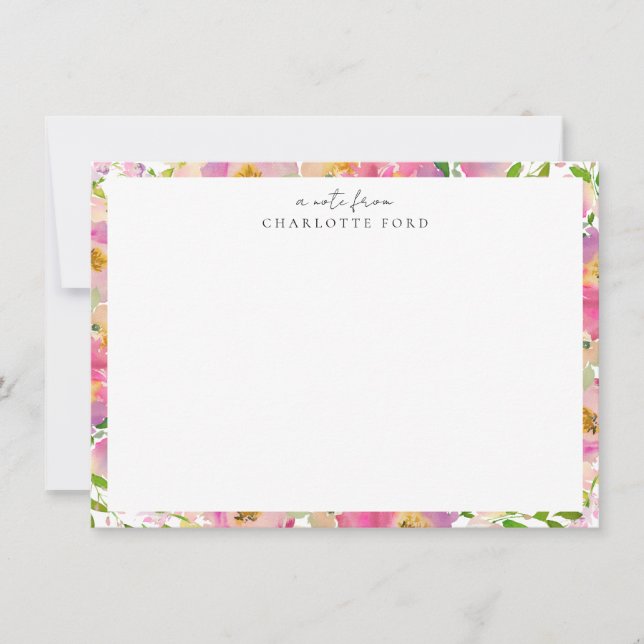 Tarjeta Pequeña Elegante marco floral rosa Rubor Pastel Botánico (Anverso)