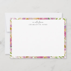 Tarjeta Pequeña Elegante marco floral rosa Rubor Pastel Botánico