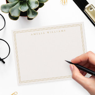 Tarjeta Pequeña Elegante marfil dorado Minimalista dos bordes